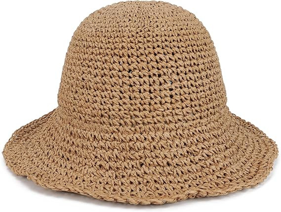 Womens Wide Brim Straw Sun Hat Foldable Floppy Crochet Beach Hat for Summer | Amazon (US)