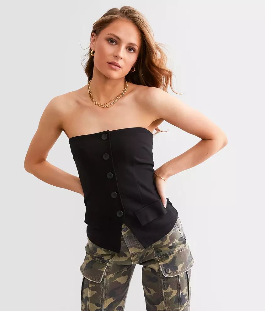 Faux Button Tube Top | Buckle