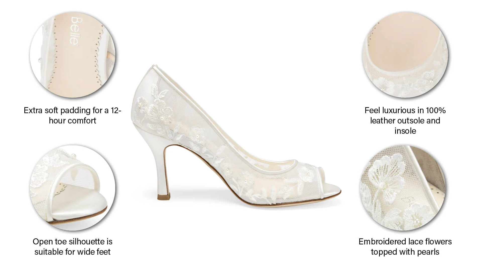 Floral Ivory Lace Peep Toe Pump | Bella Belle Shoes
