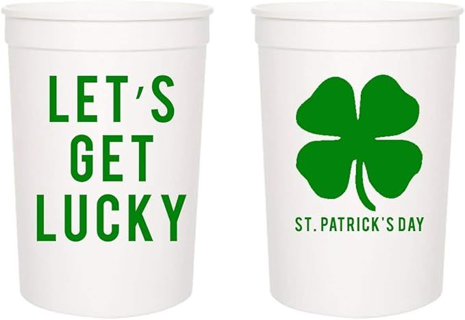 Let's Get Lucky Party Cups - St Patty's Day Party Stadium Cups, 16oz - Set of 12 - Perfect for St... | Amazon (US)