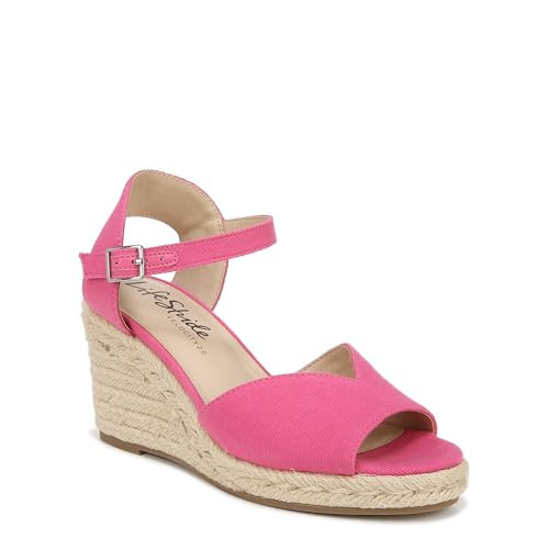 LifeStride Womens Tess Wedge Espadrille Sandals French Pink 10 W | Amazon (US)