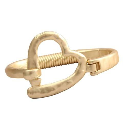 Bjesinmo Chunky Gold Bangle Bracelets for Women Heart Cuff Bracelet Fashion Jewelry Bohemian Open Bangle Cuff Bracelets for Sister | Amazon (US)