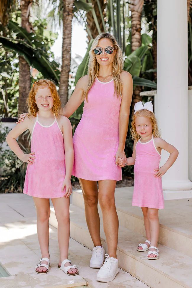 Reese Pink Terrycloth Halter Mini Dress | Pink Lily