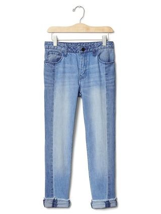 Gap Girls 1969 Frayed Two Tone Girlfriend Jeans Size 10 - Indigo denim | Gap US