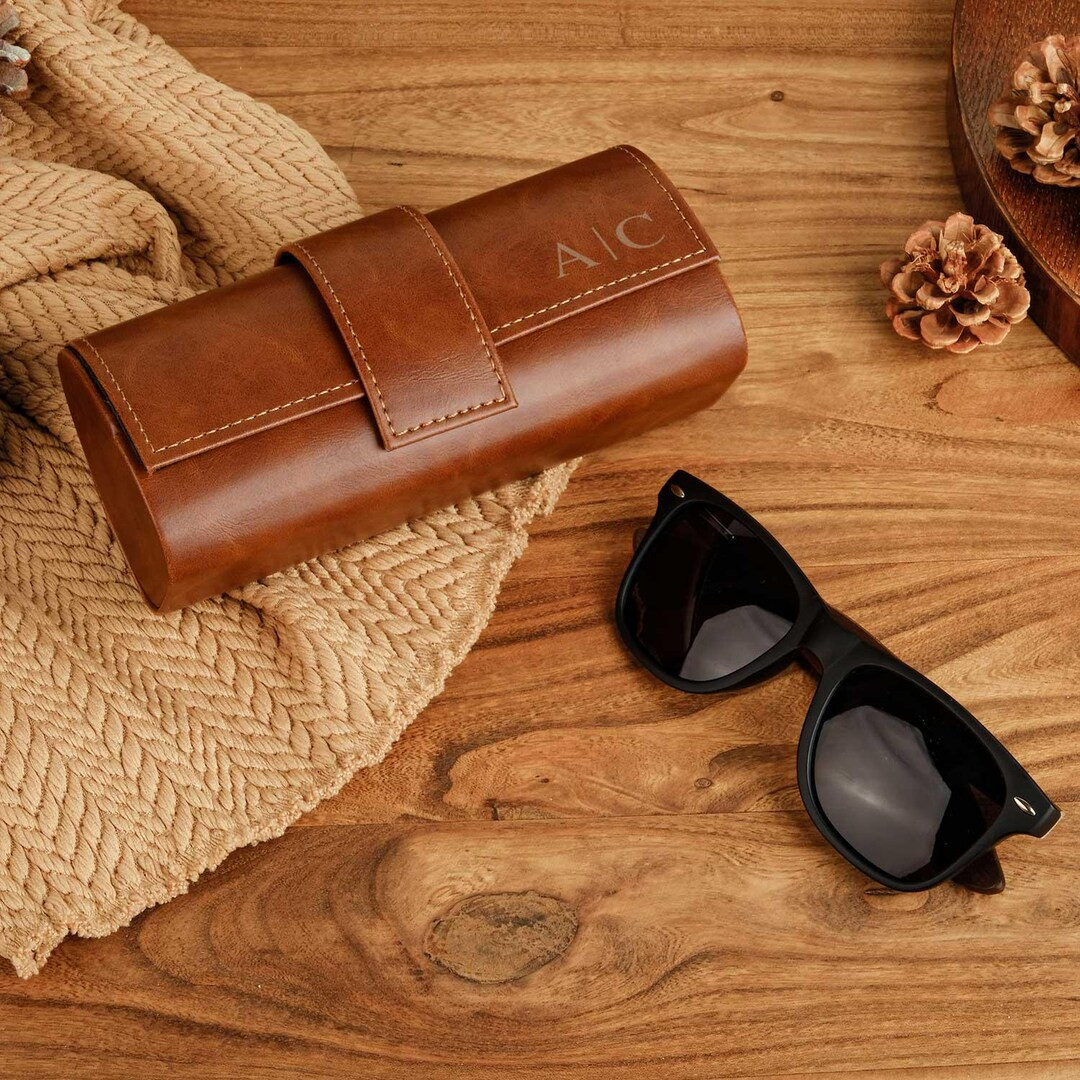 Personalized Faux Leather Sunglasses Box, Engraved Hard Eyeglasses Case, Custom Groomsmens Gifts,... | Etsy (US)