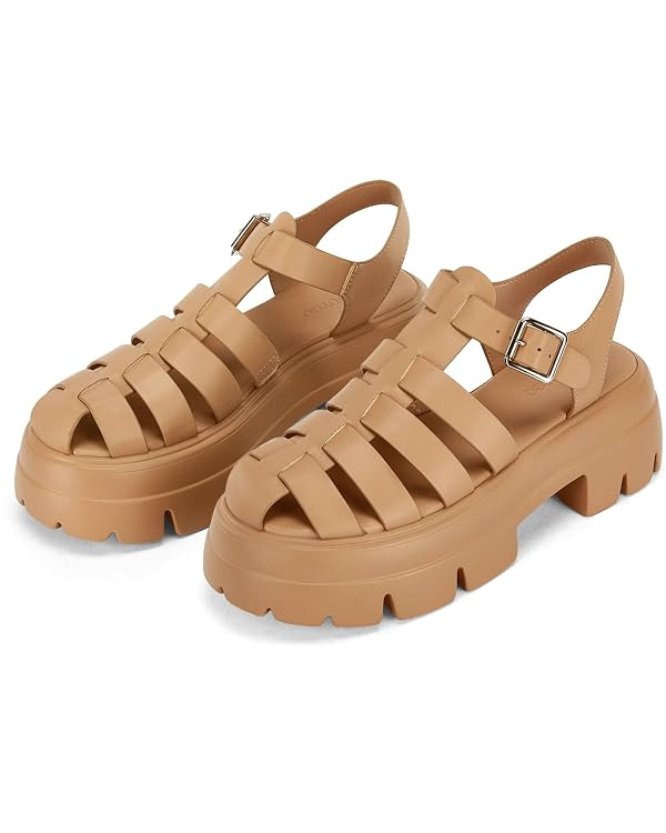 Coutgo Womens Platform Chunky Heels Sandals Gladiator Ankle Strap Heels Lug Sole Summer Fisherman... | Amazon (US)