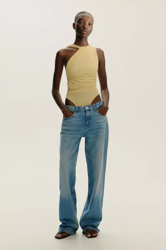 DRAPED ASYMMETRIC TULLE BODYSUIT | Zara US