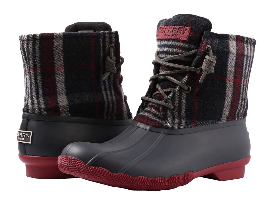 Sperry - Saltwater Wool Plaid (Grey) Women's Dress Boots | Zappos