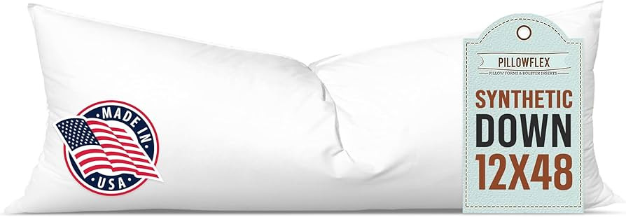 Pillowflex Synthetic Down Pillow Insert - 12x48 Down Alternative Pillow, Ultra Soft, Large Rectan... | Amazon (US)