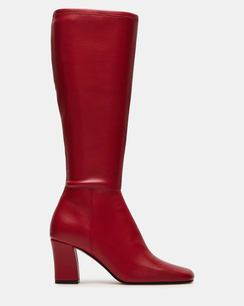 ELLIOT Red Square-Toe Knee-High Block Heel Women's Boot | Steve Madden (US)