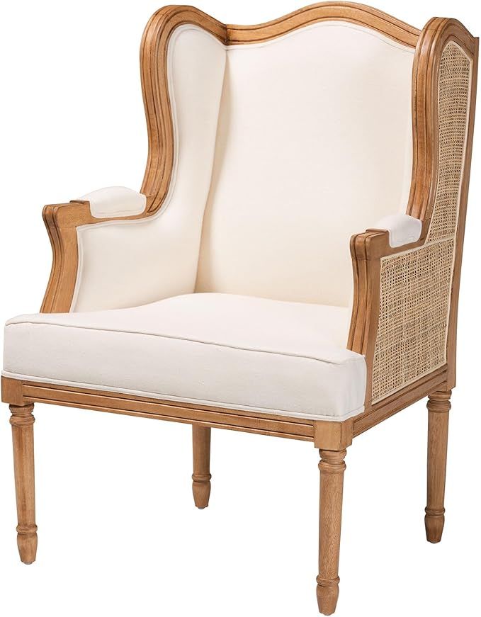 bali & pari Rachana Armchair with Natural Rattan Woven Accents, One Size, Honey Oak | Amazon (US)