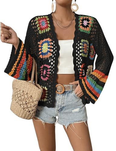 IDEALSANXUN Floral Crochet Cardigan Sweaters 2026 Summer Beach Bohemian Cute Hollow Out Lightweig... | Amazon (US)