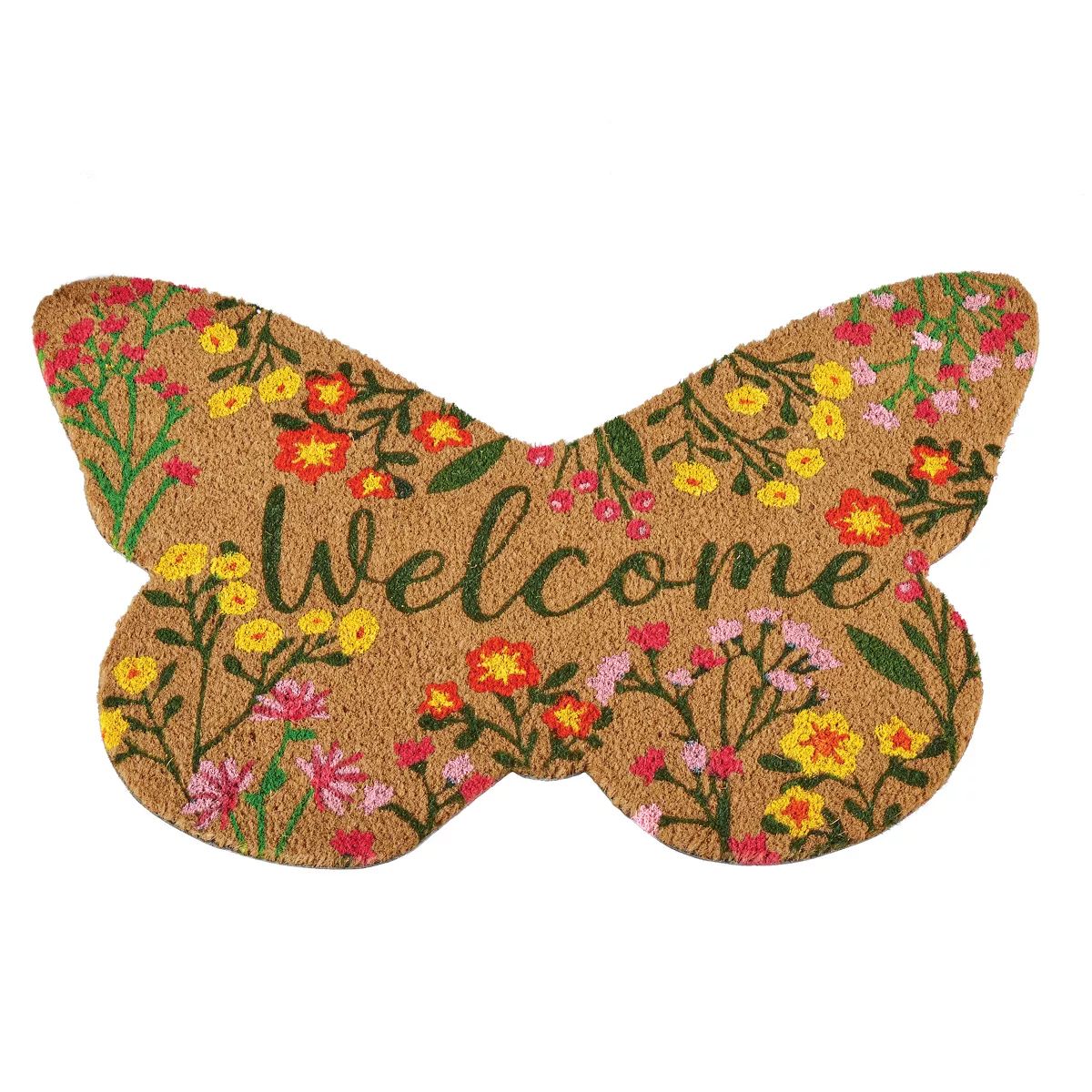 Collections Etc Butterfly-Shaped Skid-Resistant Coco Welcome Mat | Target