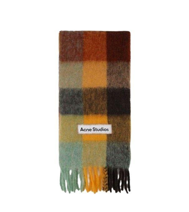 Acne Studios Logo Patch Checked Scarf | Italist.com US