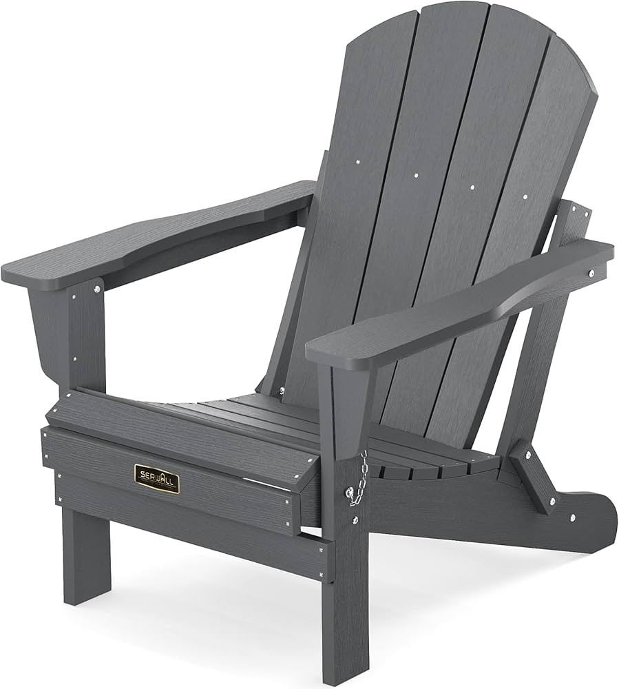 SERWALL Adirondack Chair for Patio Garden Outdoors Fire Pit- (Folding Gray) | Amazon (US)