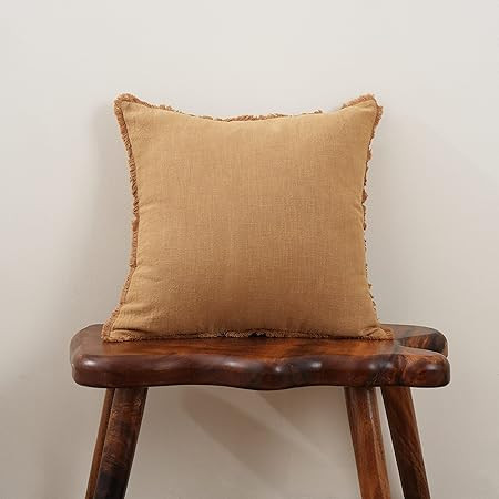 Linen Fringed Throw Pillow Cover - Soft Cozy Boho Cushion Covers with Tassel for Couch Sofa Farmh... | Amazon (US)