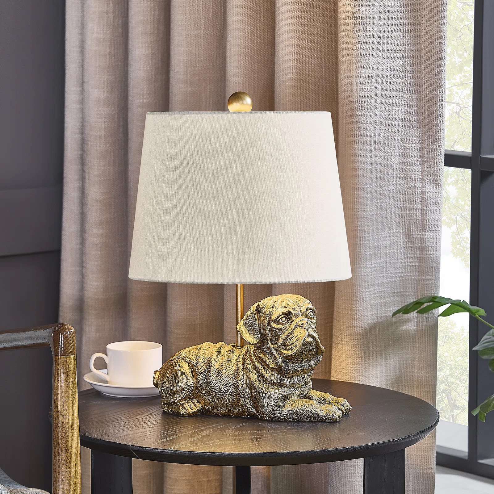 17.25" Resin Pug Table Lamp With Shade | Wayfair North America