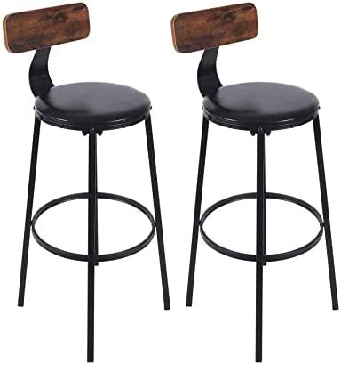 ALAPUR Rustic Bar Stools Set of 2 with Back and Footrest,Industrial Counter Height Bar Stools for... | Amazon (US)