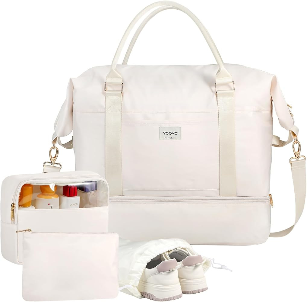 Voova Weekender Bags for Women, Large Travel Duffle Bag for Personal Item Travel with Shoes Compa... | Amazon (US)