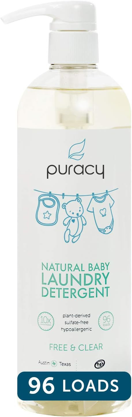 Puracy Natural Baby Liquid Laundry Detergent for Sensitive Skin, Free & Clear, 24 Fl. Oz (96 Load... | Amazon (US)