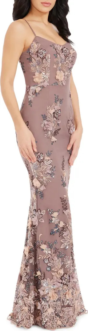 Giovanna Beaded Floral Appliqué Mermaid Gown | Nordstrom