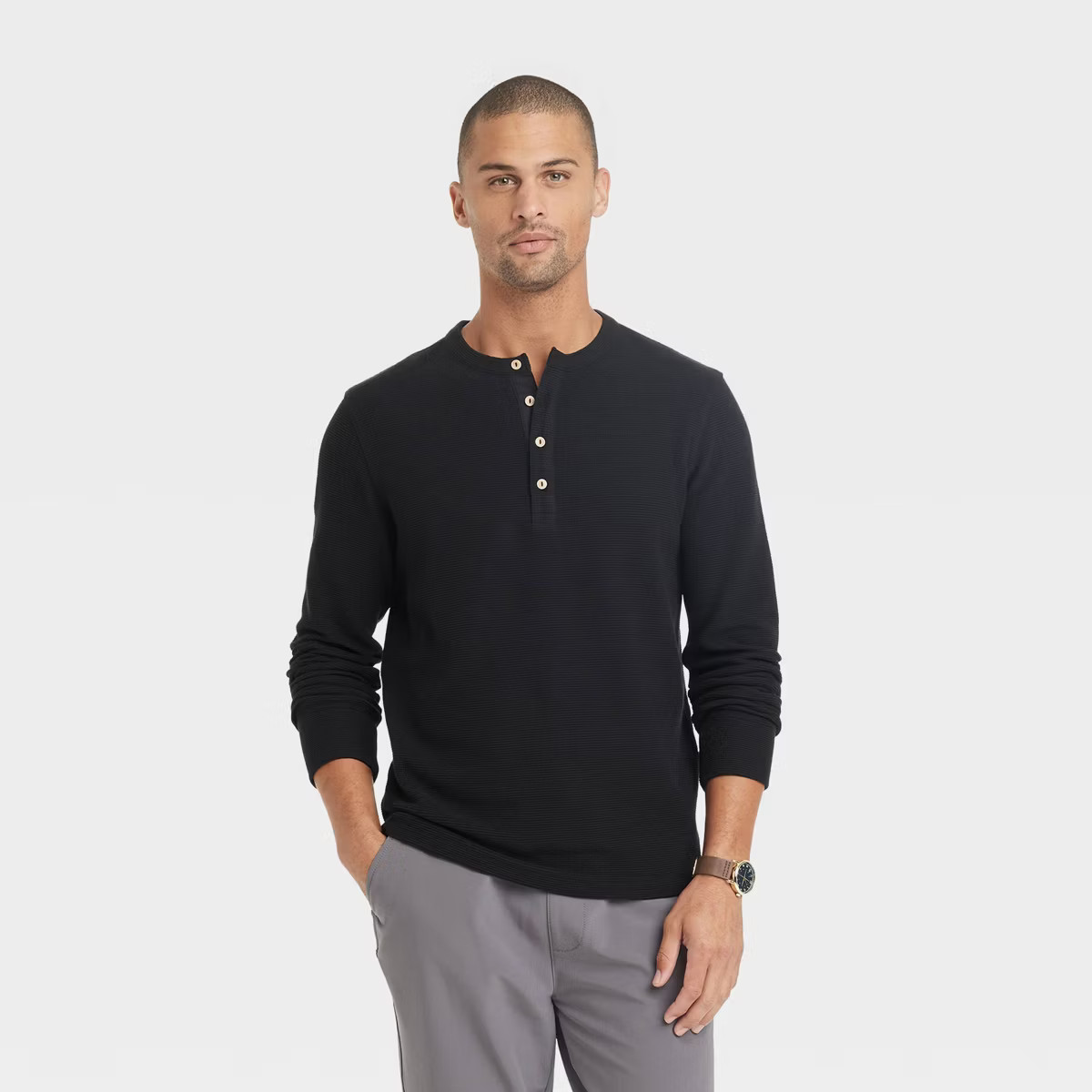 Men's Long Sleeve Textured Henley Shirt - Goodfellow & Co™ | Target