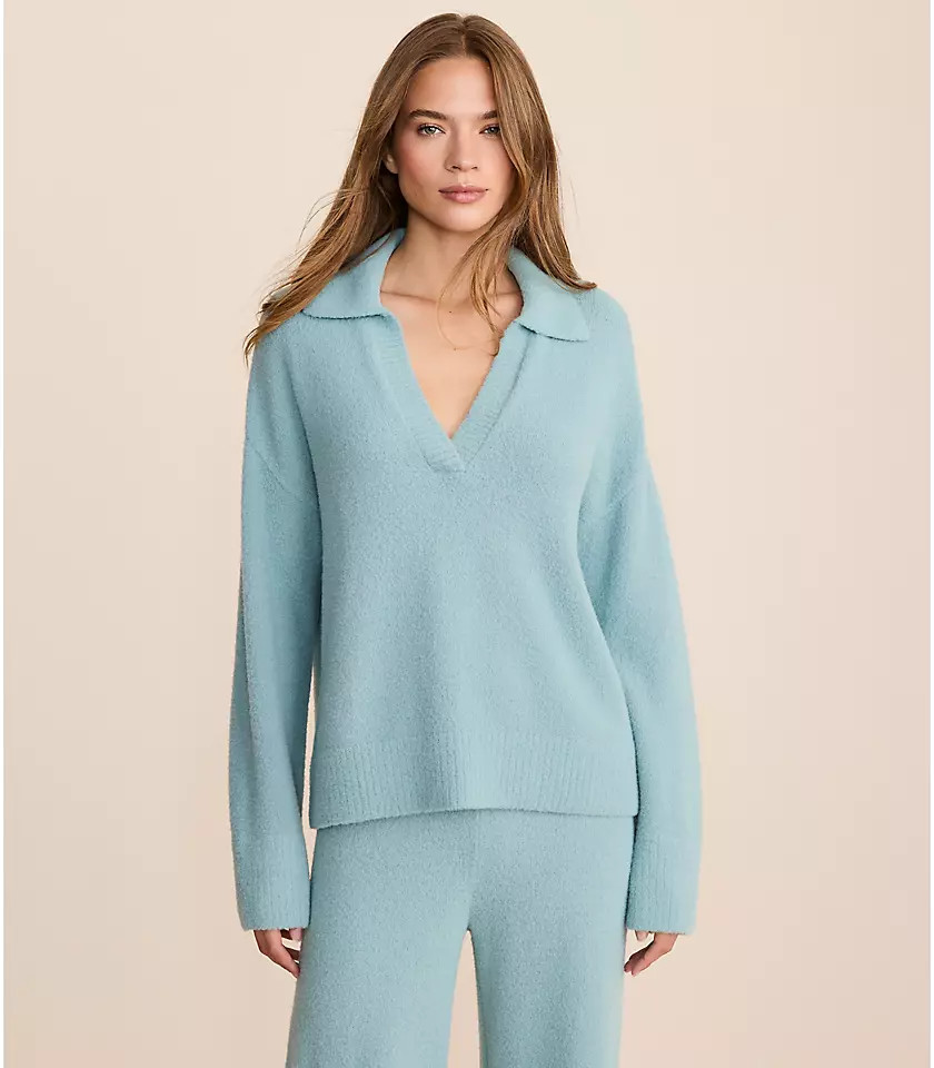 Lou & Grey Fuzzy Polo Sweater | LOFT
