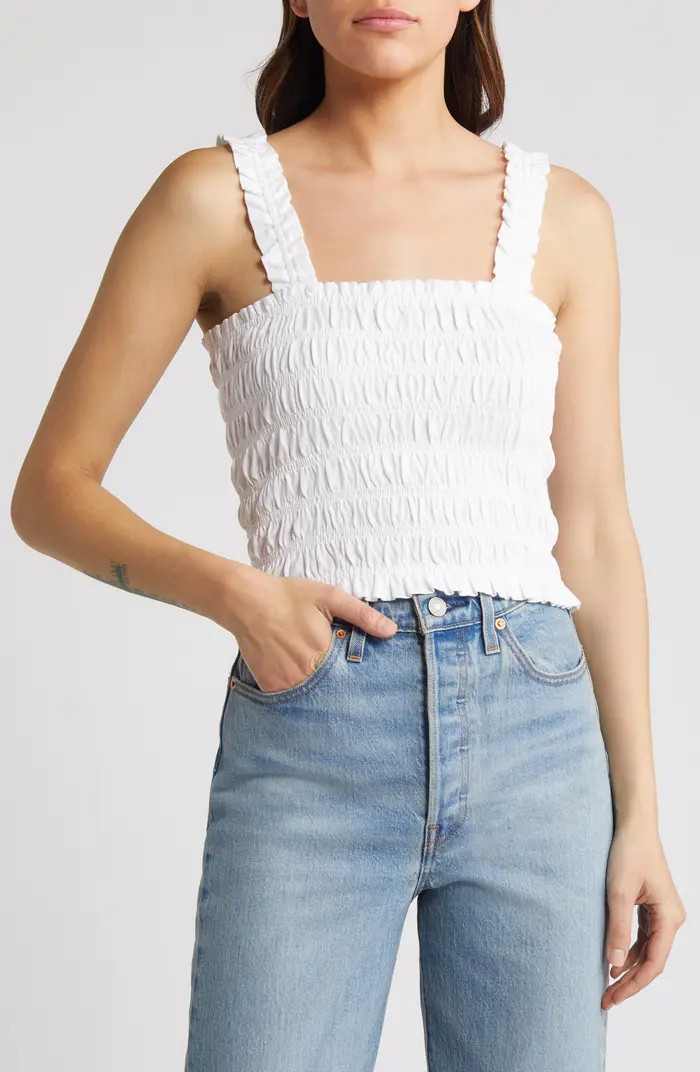 Treasure & Bond Smocked Organic Cotton Tank | Nordstrom | Nordstrom