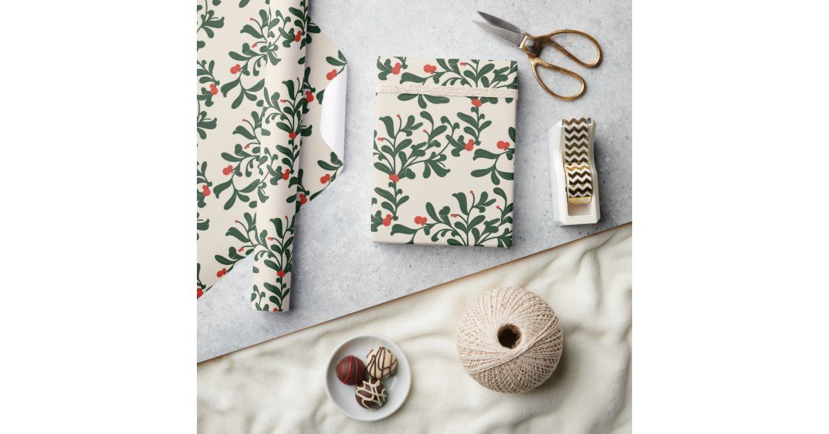 Mistletoe Wrapping Paper | Zazzle | Zazzle