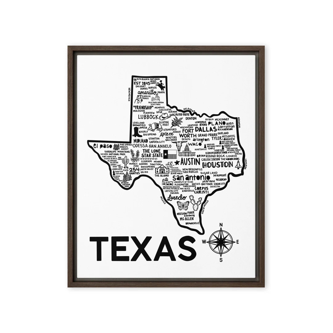 Texas Framed Canvas Print | Framed Print | Framed Canvas Print | Framed Wall Art | Canvas Wall Ar... | Etsy (US)