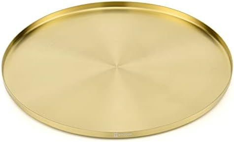 Gold Tray Round Serving Platter - Metal Decorative Plate for Bar Club Lounge Coffee Table Centerpiec | Amazon (US)