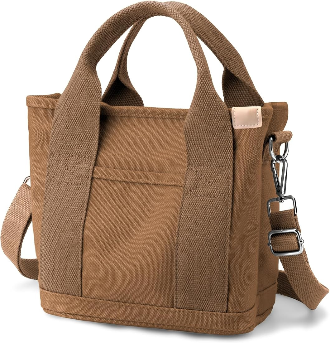 Canvas Tote Bag for Women Small Tote Bag with Zipper Crossbody Bag Shoulder Handbag Work Travel T... | Amazon (US)