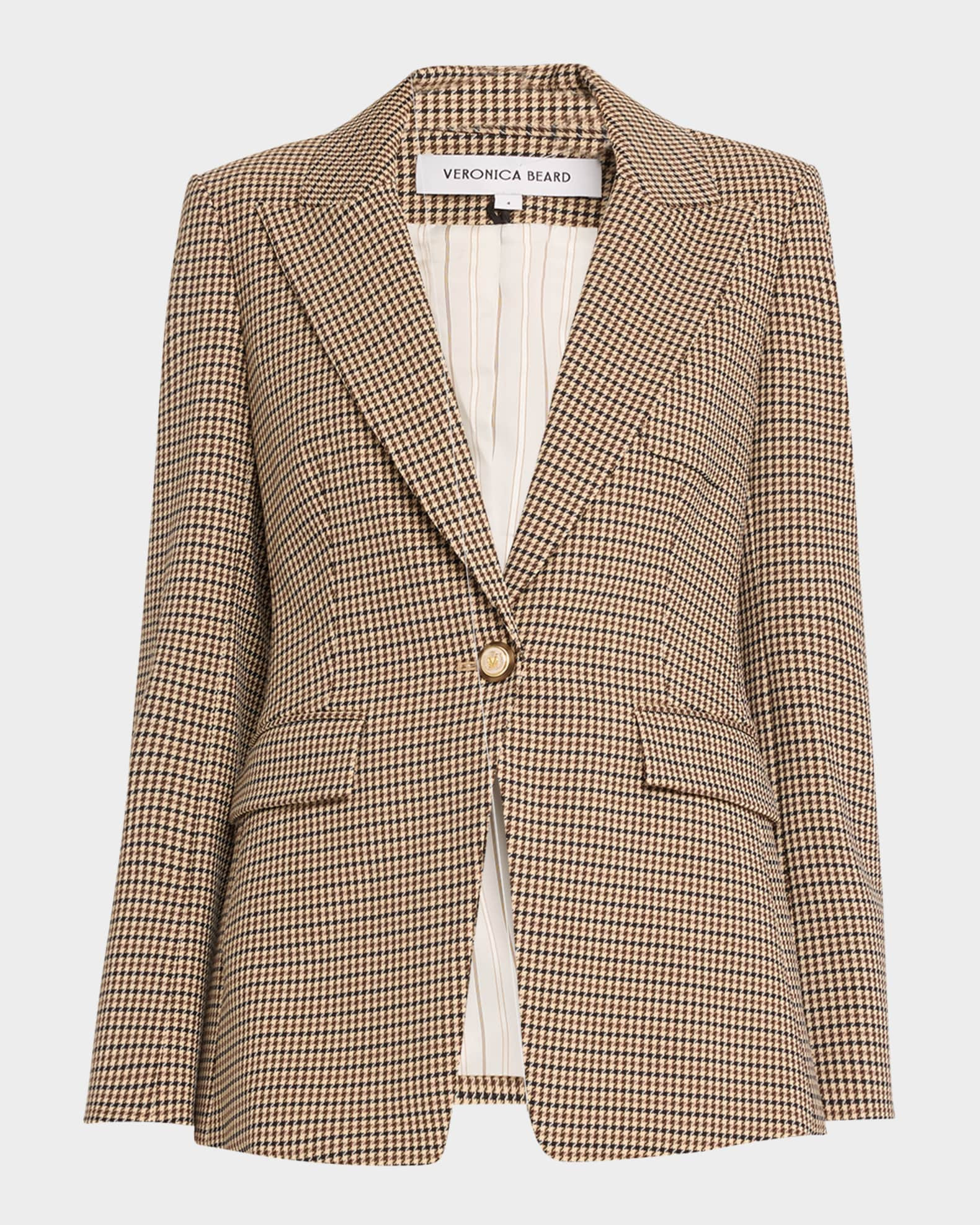 Livvy Single-Button Houndstooth Dickey Jacket | Neiman Marcus