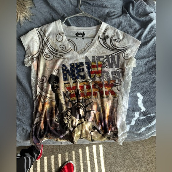 vintage t shirt Idea New York Made In USA Womens Graphic L NWOT Rhinestone | Poshmark