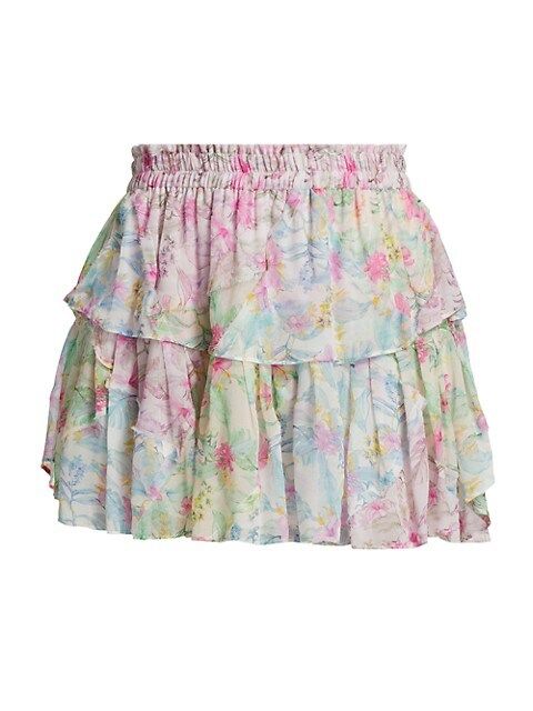 Lago Di Como Floral-Print Ruffle Mini Skirt | Saks Fifth Avenue