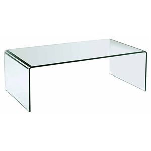 Pemberly Row Glass Coffee Table with Rounded Corners in Clear | Homesquare