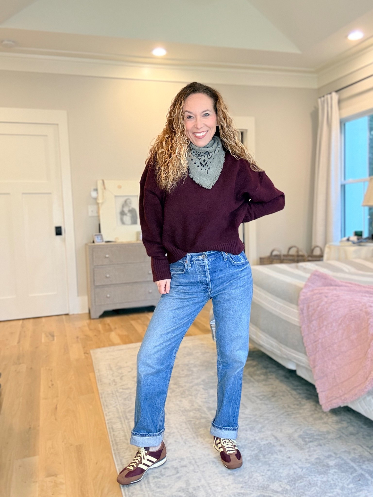 These are the perfect worn vintage inspired jeans and they work for my 5'1" frame!  

These are the low sling relaxed fit straight leg button ruby citizens of humanity!

Wearing a size 24.  They run big so size down.  I'm typically a 25

Scarf bandana is Kujten and sweater is Zara 

#LTKPetite #LTKootd #LTKOver40