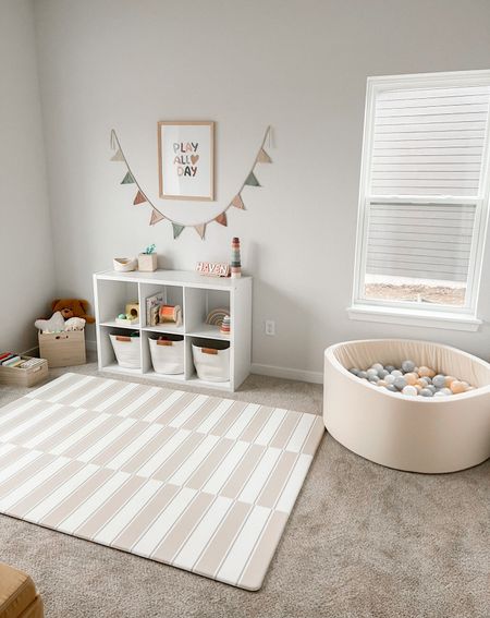 love our new playroom space 🫶🏼

neutral playroom / ball pit / nugget couch / Montessori / lovevery / play mat / organization / wooden bins / gathre / mushie / toys 

#LTKhome #LTKkids #LTKbaby