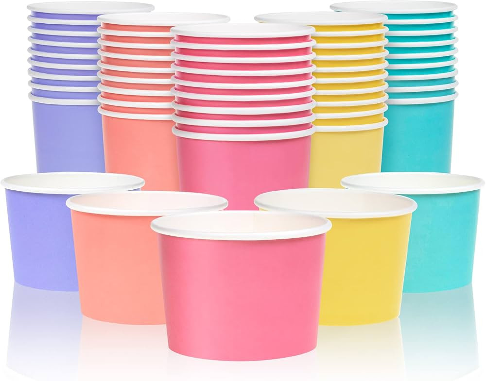 MATICAN Paper Ice Cream Cups, 50-Pack 9-oz Disposable Dessert Bowls for Hot and Cold, 9-ounce, 5 ... | Amazon (US)