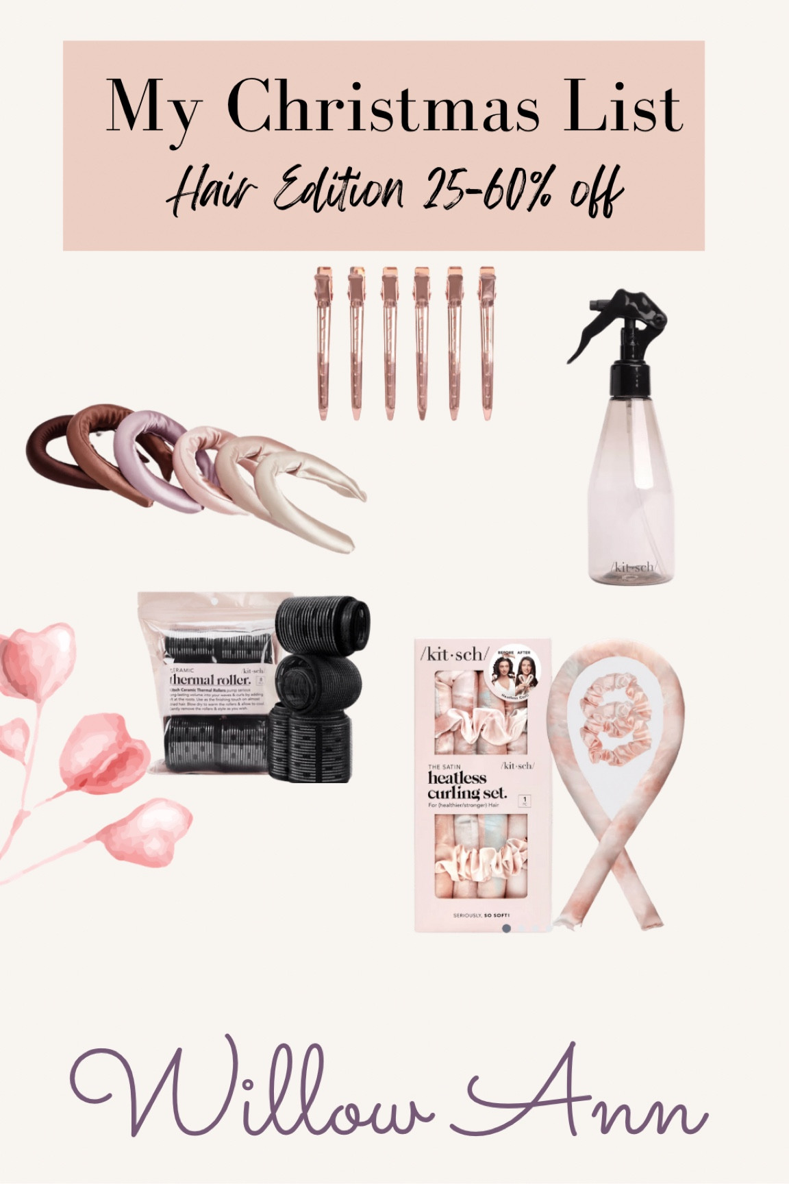 Things that are on my Christmas list for my hair. I have been really into heatless curls since I have been figuring my hair out more. Kitsch is such a great brand for a moderately priced high quality item. I love their clips! Gifts for the girl with the hair, gifts for her, gifts for sister, my Christmas list 

#LTKsalealert #LTKGiftGuide #LTKSeasonal