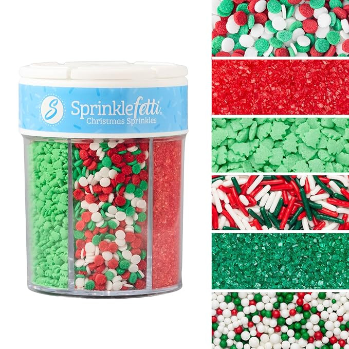 Sweets Indeed Christmas Sprinkles Mix – 6-Cell Holiday Assortment 6.45 oz | Edible Jimmies, Non... | Amazon (US)