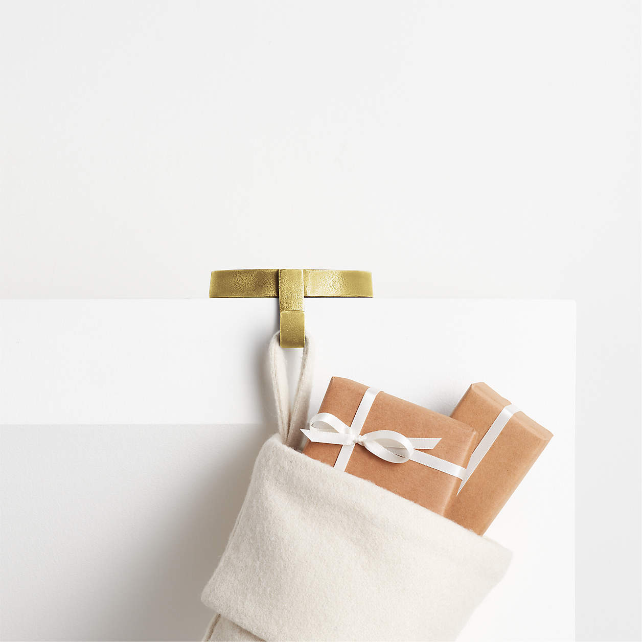 Round Brass Metal Christmas Stocking Holder + Reviews | Crate & Barrel | Crate & Barrel