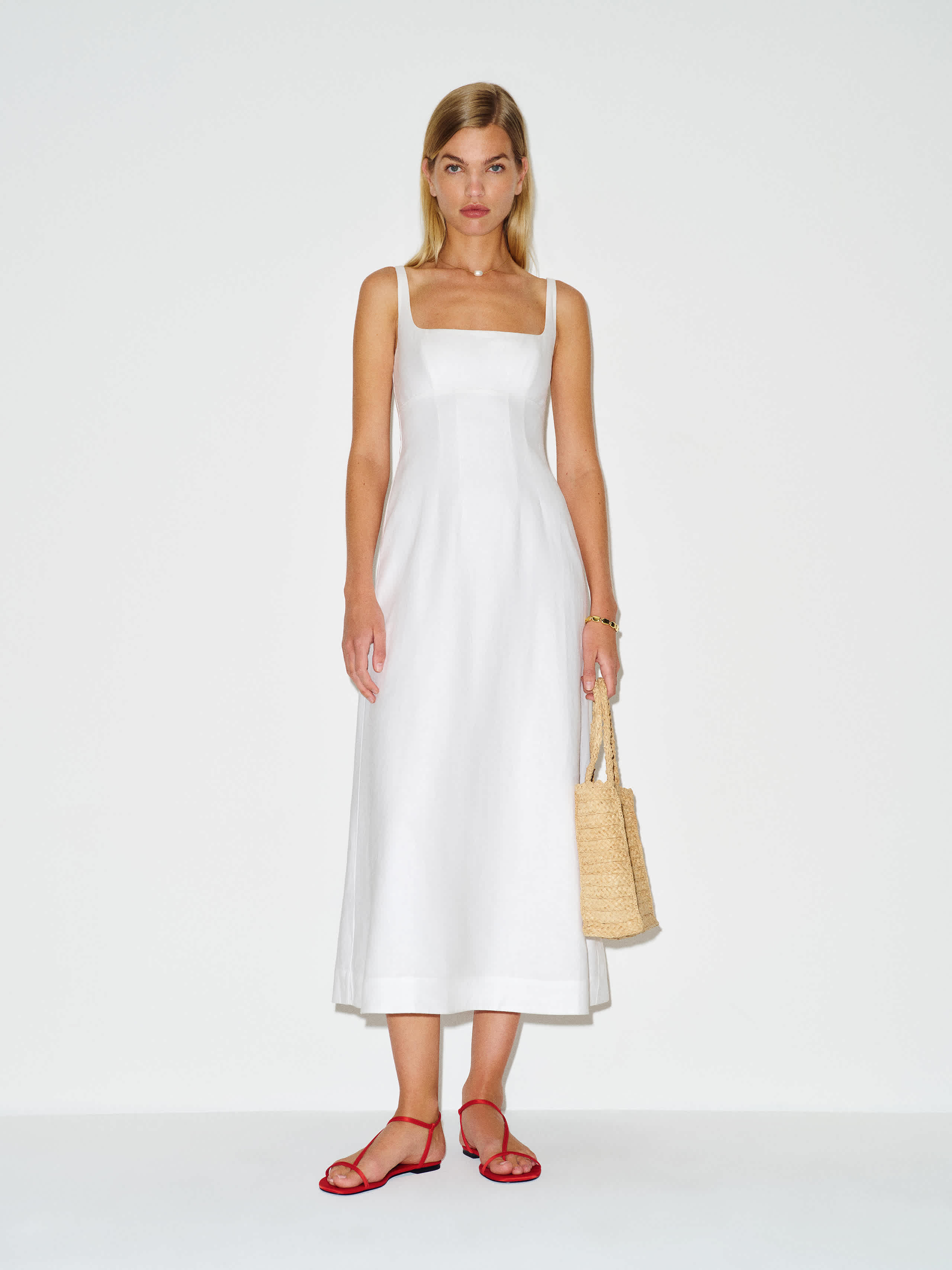 Reformation Sabine Linen Dress Ivory 0 | Reformation (Global)