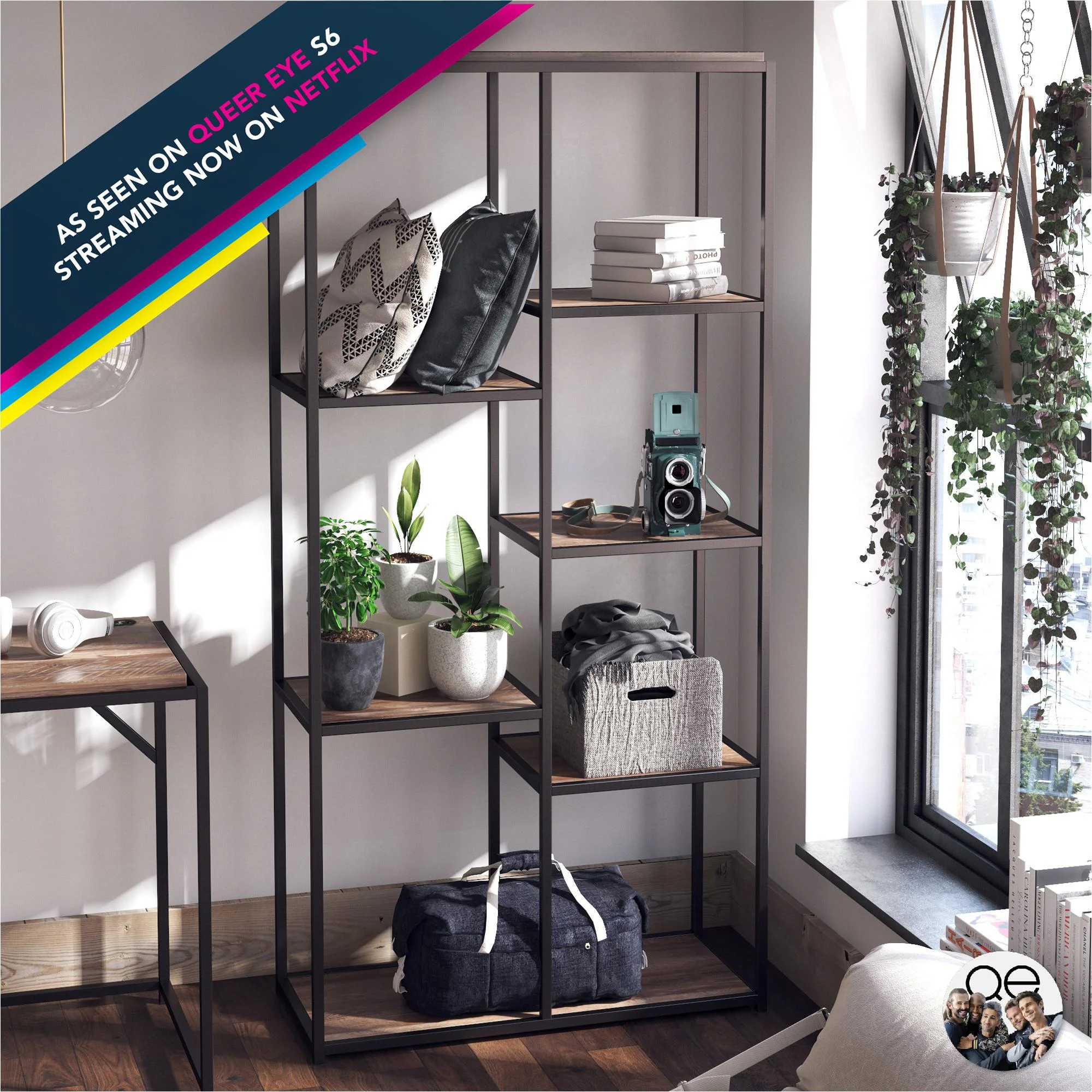 Queer Eye Quincy 5 Shelf Bookcase, Weathered Oak - Walmart.com | Walmart (US)