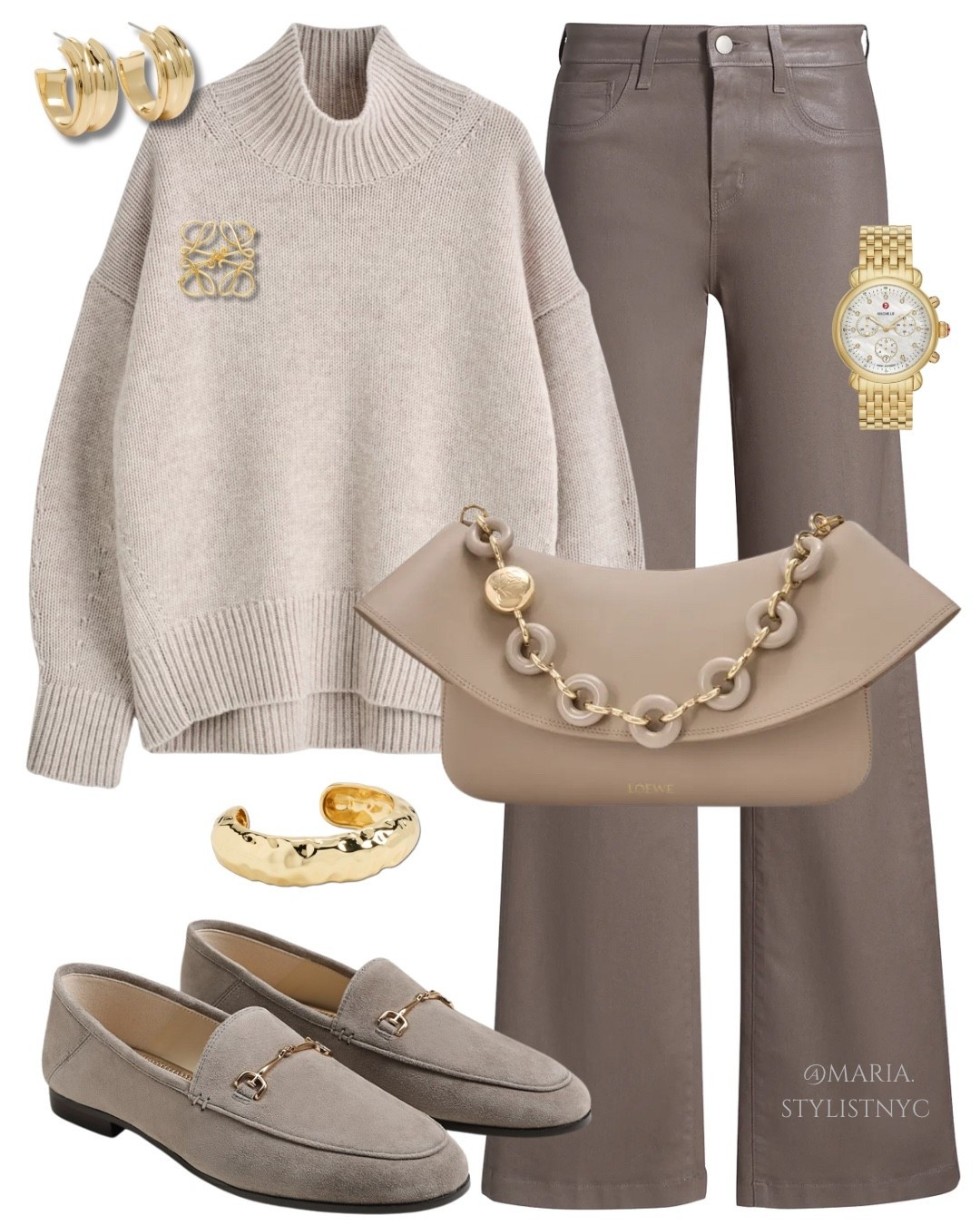 Taupe outfit ✨ Turtleneck sweater, taupe jeans, loafers, trending shoulder bag ✨

#LTKShoeCrush #LTKItBag 

#LTKSeasonal