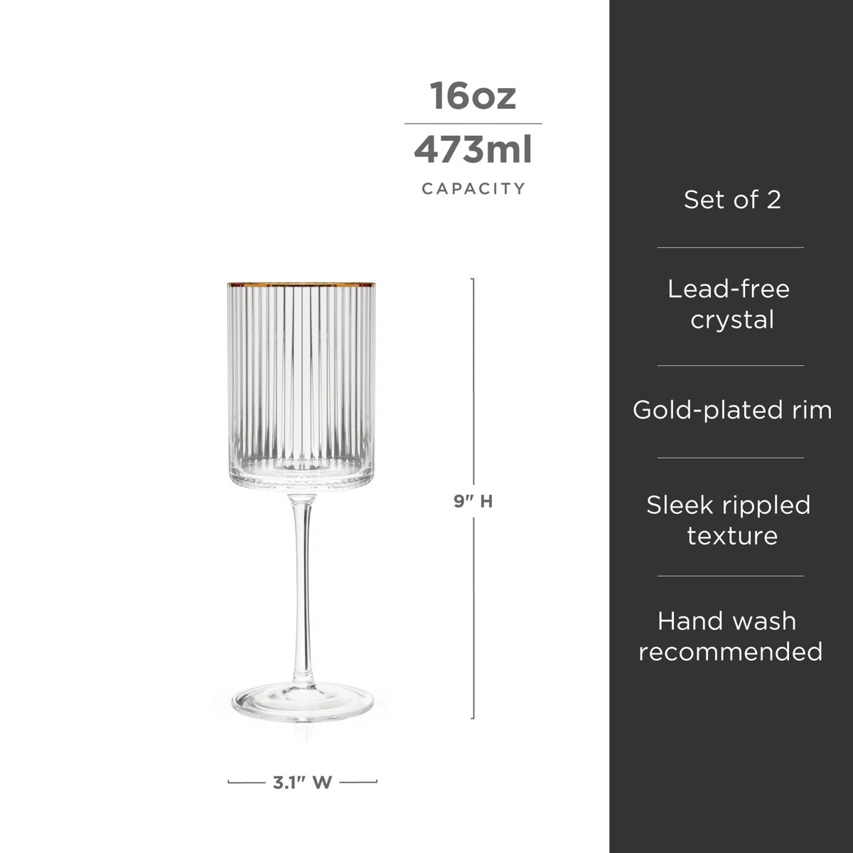 Meridian Crystal Wine Glasses, Set of 2 | Wayfair North America