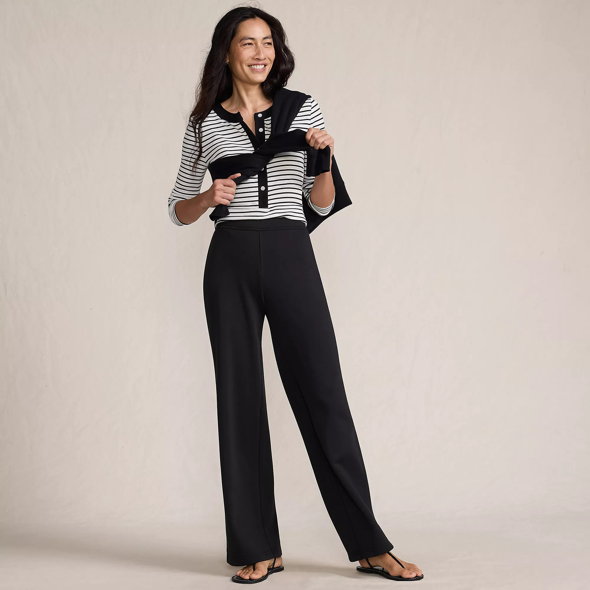 Women's Serious Sweats High Rise Fleece Lined Straight Leg Pants | Lands' End (US)