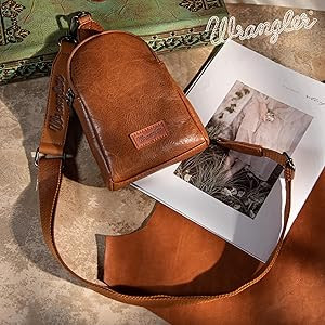 Wrangler Small Sling Bag for Women, Leather Crossbody Bags Cross Body Purse Fanny Packs with Adju... | Amazon (US)