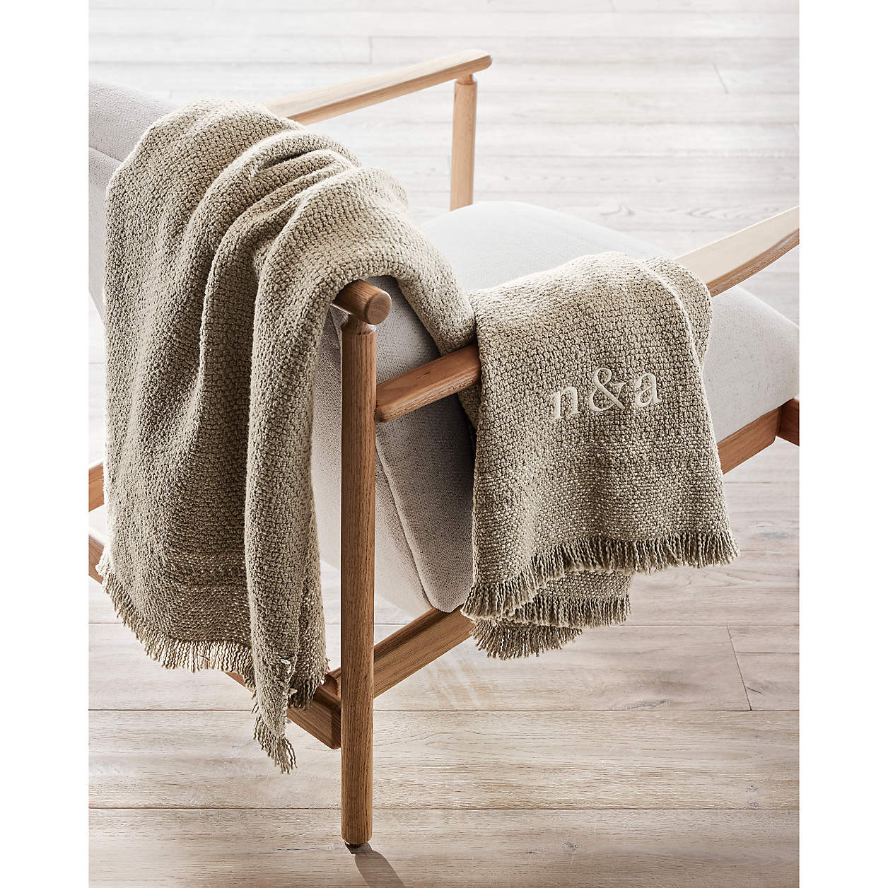 Weekend Sand Beige Organic Cotton 70"x55" Fringe Decorative Throw Blanket + Reviews | Crate & Bar... | Crate & Barrel