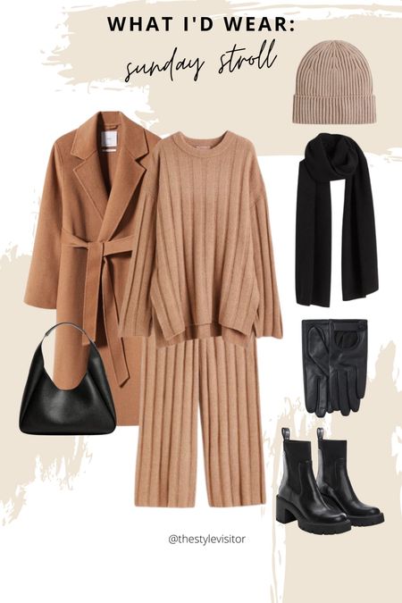Comfortable sunday lounge outfit. I think the color of this knit set isn’t as saturated as on the product picture, I’ve ordered the set so will be able to show you. Read the size guide/size reviews to pick the right size.

Leave a 🖤 to favorite this post and come back later to shop

#knit lounge set #knit pants #camel coat #belted coat #knit sweater #scarf #winter look #winter outfit 

#LTKstyletip #LTKeurope #LTKSeasonal